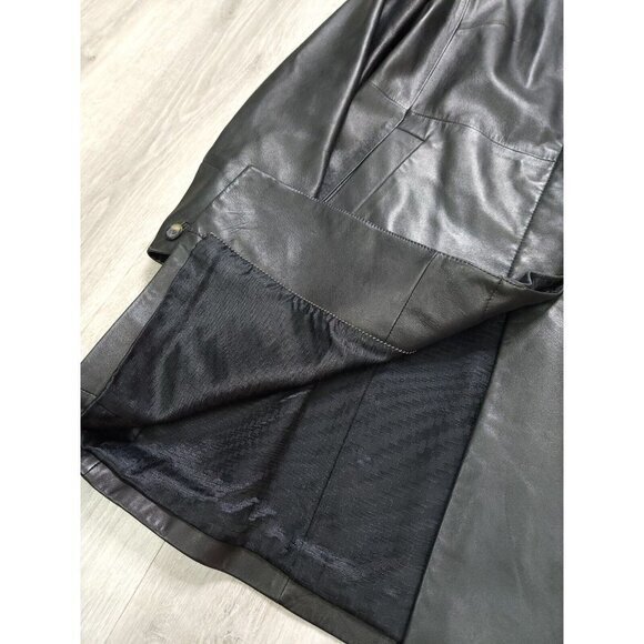 Cole Haan Genuine Lambskin Coat Trench Long Jacket Button Up Womens 10 - Picture 6 of 10